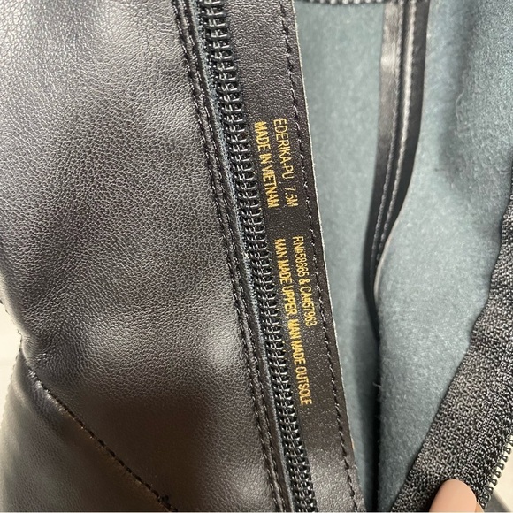 Open Edit Erika Black Faux Leather Pointy Toe Wedge Heel Bootie 7 1/2 M - Picture 13 of 16